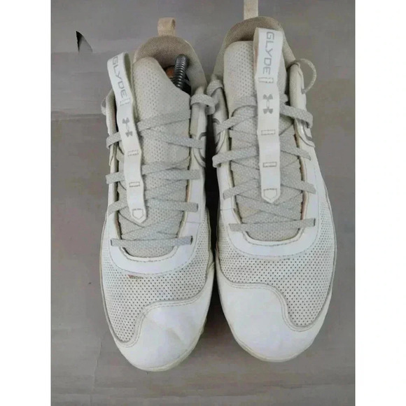 Under Armour Women's 10 Softball Shoe Cleats UA Glyde MT Charged White - Picture 3 of 11